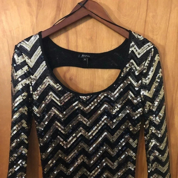 vintage y2k Black and gold sequin mini dress - Picture 5 of 9